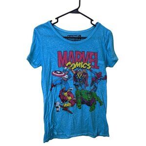 MARVEL Comics Tee Blue with pocket Womens Small 3-5